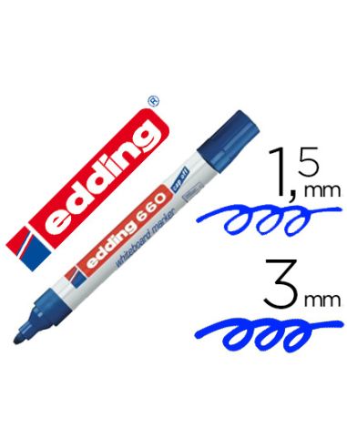 Rotulador Azul Edding Para Pizarra Blanca 660 Punta Redonda 1,5-3 Mm Recargable