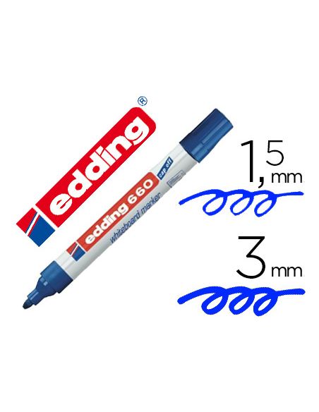 Rotulador Azul Edding Para Pizarra Blanca 660 Punta Redonda 1,5-3 Mm Recargable