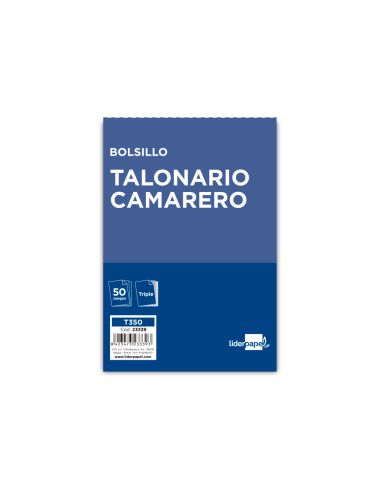 Talonario Liderpapel Camarero Bolsillo Original Y 2 Copias T350