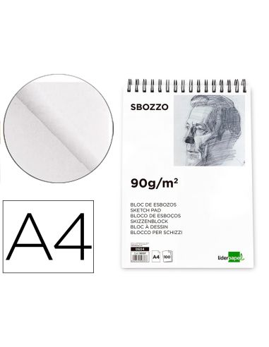 Bloc Dibujo Liderpapel Esbozos Espiral Din A4 210X297Mm 100 Hojas 90Gr/M2 Sin Recuadro
