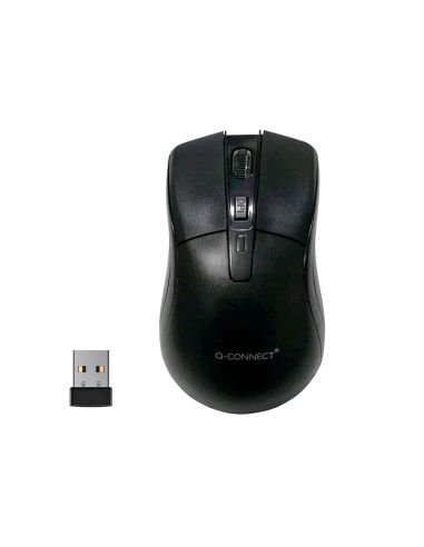 Raton Q-Connect Optico 1000 Dpi Inalambrico Nano Receptor Usb 2,4 Ghz Negro|Libreriasalesiana
