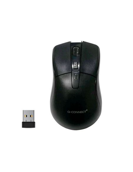 Raton Q-Connect Optico 1000 Dpi Inalambrico Nano Receptor Usb 2,4 Ghz Negro|Libreriasalesiana