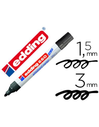 Rotulador Negro Edding Para Pizarra Blanca 660 Punta Redonda 1,5-3 Mm Recargable