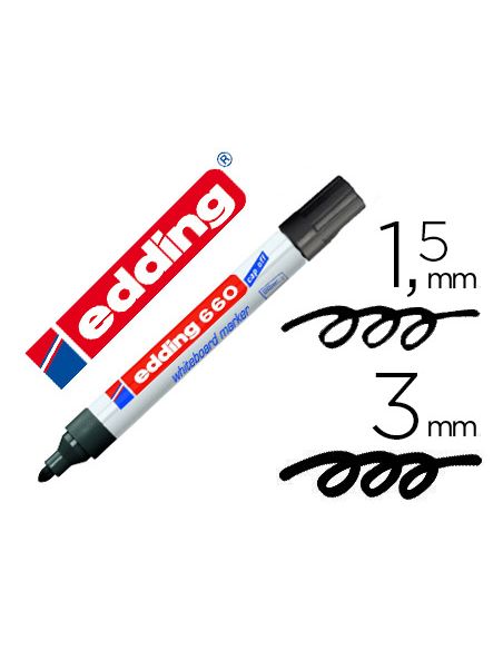 Rotulador Negro Edding Para Pizarra Blanca 660 Punta Redonda 1,5-3 Mm Recargable