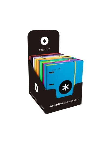 Carpeta Con Recambio Antartik A4 Cuadro 5Mm Forrada 4 Anillas 40Mm Redondas Con Solapa Colores Surtidos