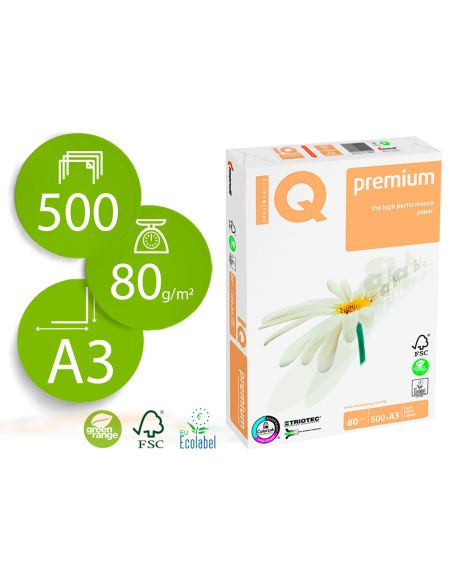 Papel Fotocopiadora Iq Premium Din A3 80 Gramos Paquete De 500 Hojas