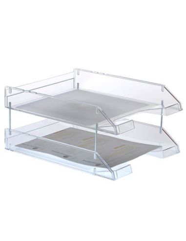 Bandeja Sobremesa Archivo 2000 Plastico Transparente Cristal Sin Varillas 340X260X60 Mm