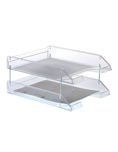 Bandeja Sobremesa Archivo 2000 Plastico Transparente Cristal Sin Varillas 340X260X60 Mm