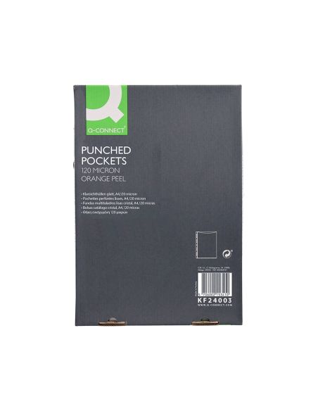 Funda Multitaladro Q-Connect Din A4 120 Mc Piel De Naranja Caja De 100 Unidades