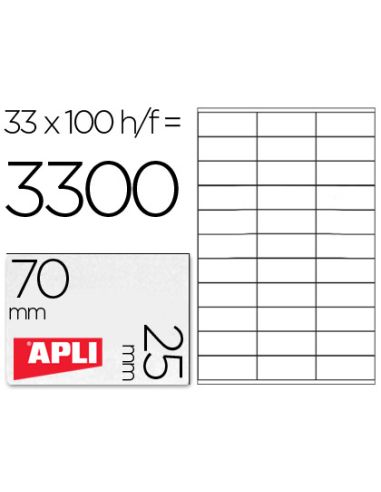 Etiqueta Adhesiva Apli 1270 Tamaño 70X25 Mm -Fotocopiadora -Laser -Ink-Jet-Caja Con 100 Hojas Din A4
