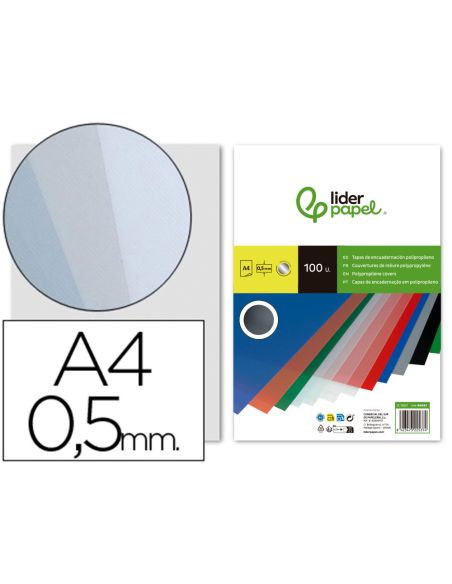 Tapa Encuadernacion Liderpapel Polipropileno A4 0.5Mm Ahumada Paquete De 100 Unidades