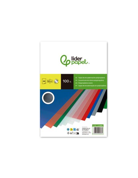 Tapa Encuadernacion Liderpapel Polipropileno A4 0.5Mm Ahumada Paquete De 100 Unidades