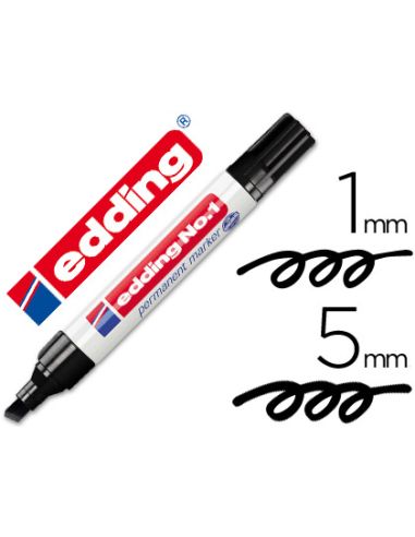 Rotulador Negro Edding Marcador Permanente 1 Punta Biselada 5 Mm Recargable
