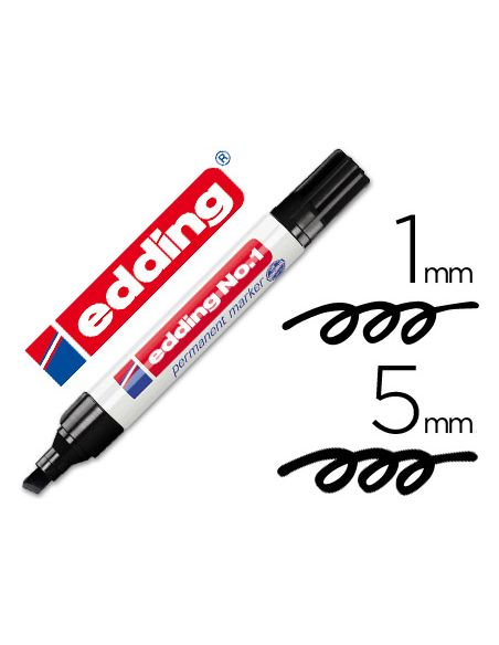 Rotulador Negro Edding Marcador Permanente 1 Punta Biselada 5 Mm Recargable