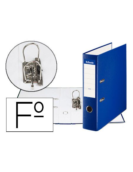Archivador De Palanca Esselte Carton Forrado Pvc Folio Lomo De 75 Mm Con Rado Azul