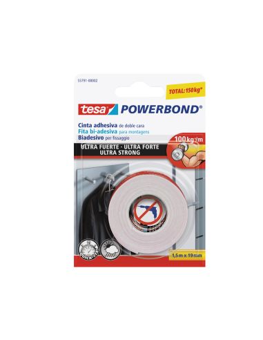 Cinta Adhesiva Tesa Doble Cara Ultra Strong Extrafuerte Para Interior Y Exterior 1,5M X19Mm