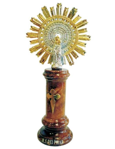 Virgen Del Pilar Metal/Alabastro Marron 13,5Cm