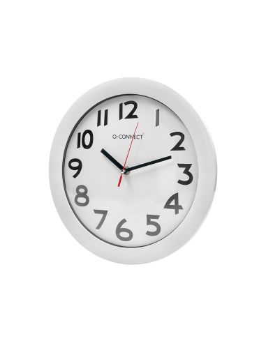 Reloj Q-Connect De Pared Plastico Oficina Redondo 30 Cm Marco Blanco