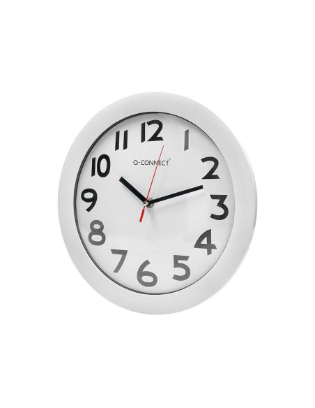 Reloj Q-Connect De Pared Plastico Oficina Redondo 30 Cm Marco Blanco