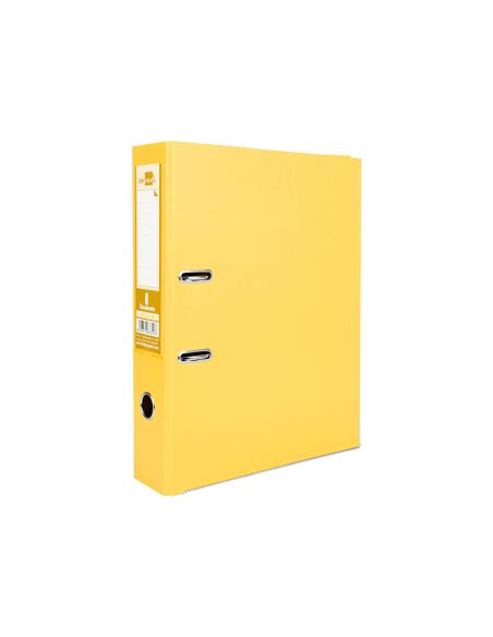 Archivador De Palanca Liderpapel Folio Documenta Forrado Pvc Con Rado Lomo 75Mm Amarillo Compresor Metalico
