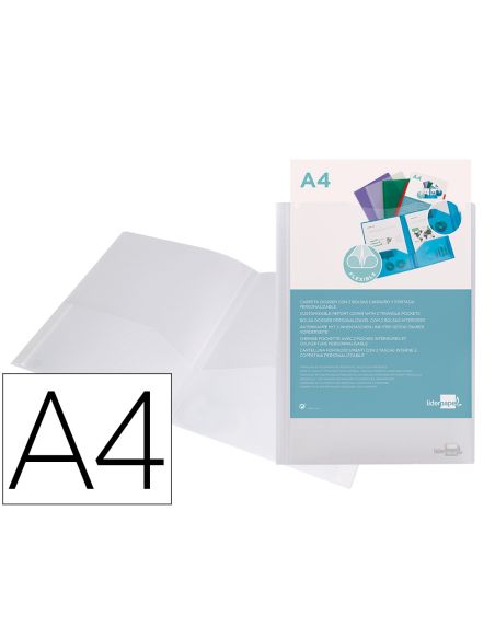 Carpeta Liderpapel Dossier Dos Bolsas Canguro 45684 Polipropileno Din A4 Transparente
