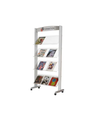 Expositor Paperflow De Suelo Metalico Baldas Transparentes 4 Estantes