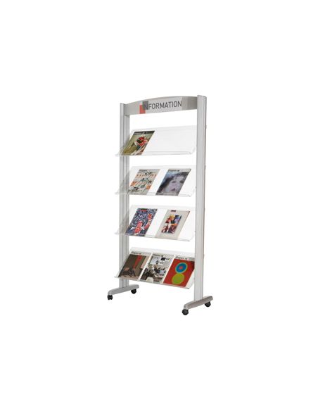 Expositor Paperflow De Suelo Metalico Baldas Transparentes 4 Estantes