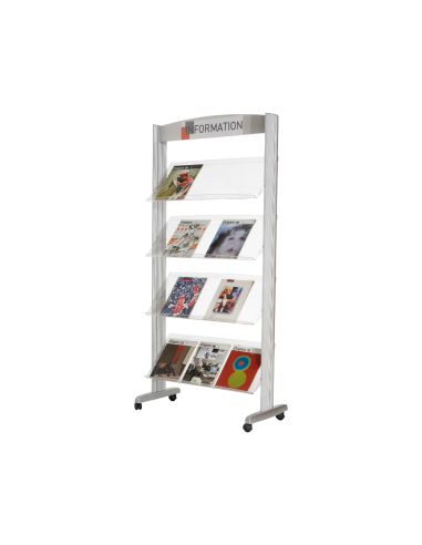 Expositor Paperflow De Suelo Metalico Baldas Transparentes 4 Estantes