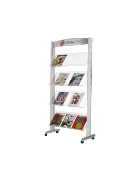 Expositor Paperflow De Suelo Metalico Baldas Transparentes 4 Estantes
