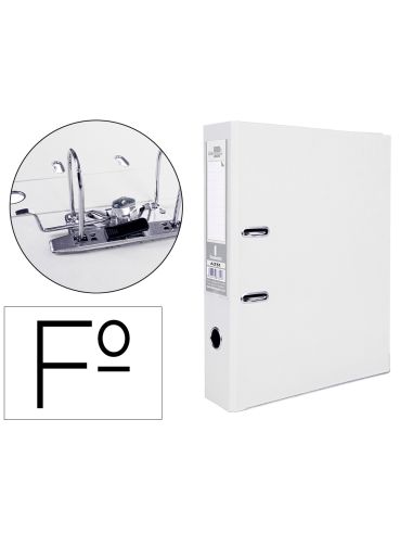 Archivador De Palanca Liderpapel Folio Documenta Forrado Pvc Con Rado Lomo 75Mm Blanco Con Compresor