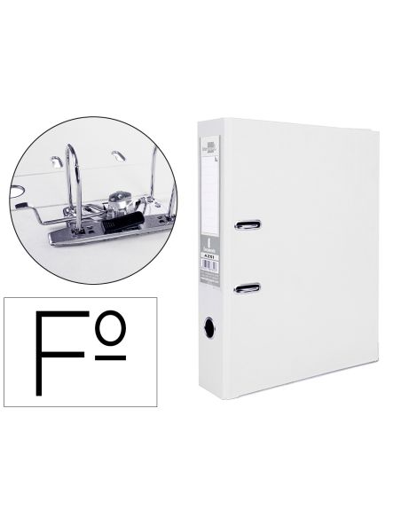 Archivador De Palanca Liderpapel Folio Documenta Forrado Pvc Con Rado Lomo 75Mm Blanco Con Compresor