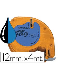Cinta Dymo 12Mmx4Mt -Negro/Azul Para Maquina Letratag