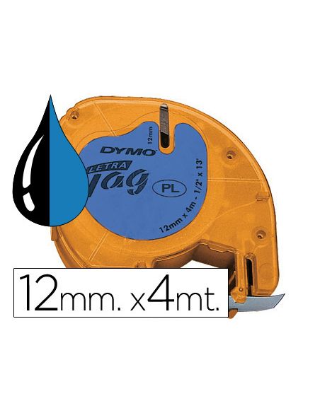 Cinta Dymo 12Mmx4Mt -Negro/Azul Para Maquina Letratag