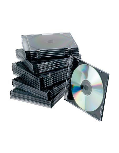 Caja De Cd Q-Connect Slim -Con Interior Negro -Pack De 25 Unidades