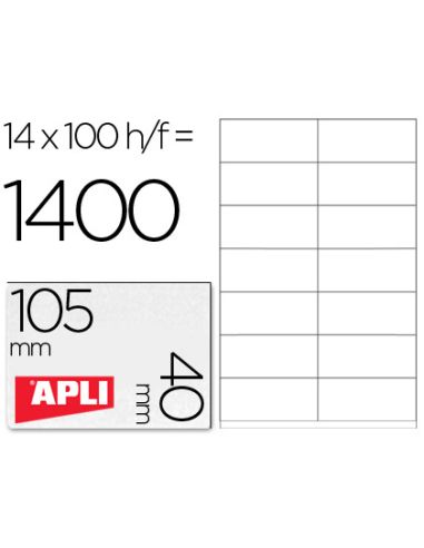 Etiqueta Adhesiva Apli 1275 Tamaño 105X40 Mm -Fotocopiadora -Laser -Ink-Jet-Caja Con 1400 Etiquetas