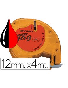 Cinta Dymo 12Mmx4Mt -Negro/Rojo Para Maquina Letratag