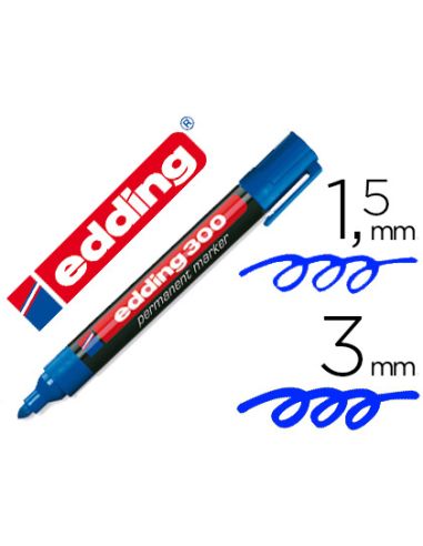 Rotulador Azul Edding Marcador Permanente 300 Punta Redonda 1,5-3 Mm Recargable