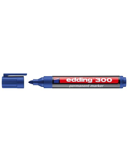 Rotulador Azul Edding Marcador Permanente 300 Punta Redonda 1,5-3 Mm Recargable
