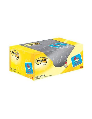 Bloc De Notas Adhesivas Quita Y Pon Post-It Amarillo Canario 76X76 Mm Pack Promocional 16+4 Gratis|Libreriasalesiana