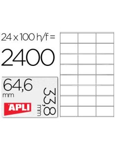 Etiqueta Adhesiva Apli 1263 Tamaño 64,6X33,8 Mm Fotocopiadora Laser Ink-Jet Caja Con 100 Hojas Din A4