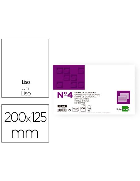 Ficha Liderpapel Lisa Nº4 125X200Mm 180Gr Paquete De 100 Unidades