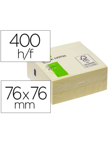 Bloc De Notas Adhesivas Quita Y Pon Q-Connect 76X76 Mm Fsc Amarillo Con 400 Hojas