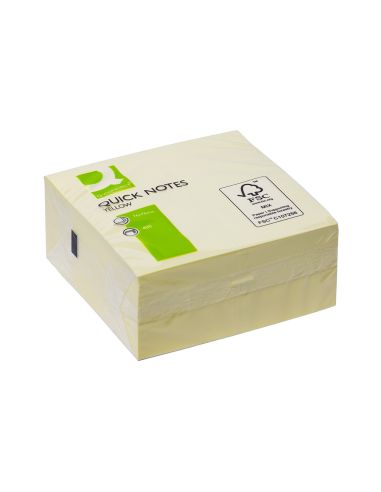 Bloc De Notas Adhesivas Quita Y Pon Q-Connect 76X76 Mm Fsc Amarillo Con 400 Hojas