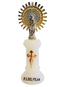 Virgen Del Pilar Metal/Alabastro Corona Metal 10Cm