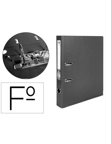 Archivador De Palanca Liderpapel Folio Documenta Forrado Pvc Con Rado Lomo 52 Mm Negro Compresor Metalico