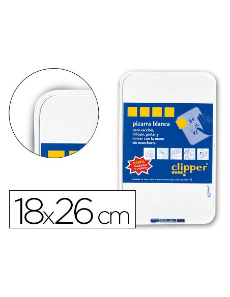 Pizarra Blanca Clipper Pequeña 18X26 Cm Con Rotulador