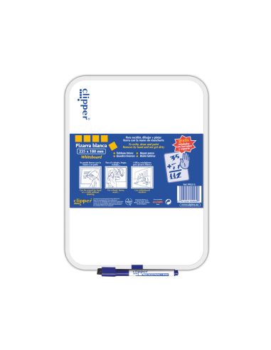 Pizarra Blanca Clipper Pequeña 18X26 Cm Con Rotulador