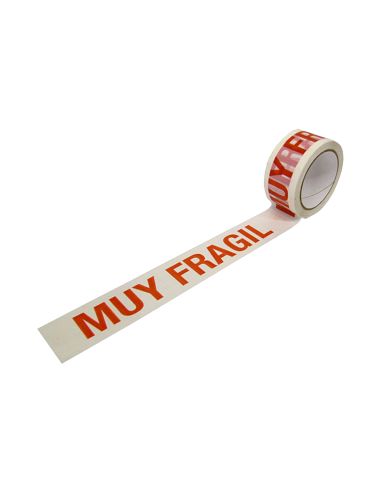 Cinta Adhesiva Polipropileno Blanca Impresion Muy Fragil Para Embalaje 66 Mt X 48 Mm