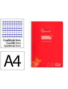 Cuaderno Espiral Liderpapel A4 Pautaguia Tapa Plastico 80H 90Gr Cuadro Pautado 3Mm Con Margen Color Rojo