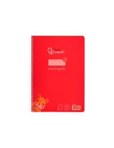 Cuaderno Espiral Liderpapel A4 Pautaguia Tapa Plastico 80H 90Gr Cuadro Pautado 3Mm Con Margen Color Rojo 2